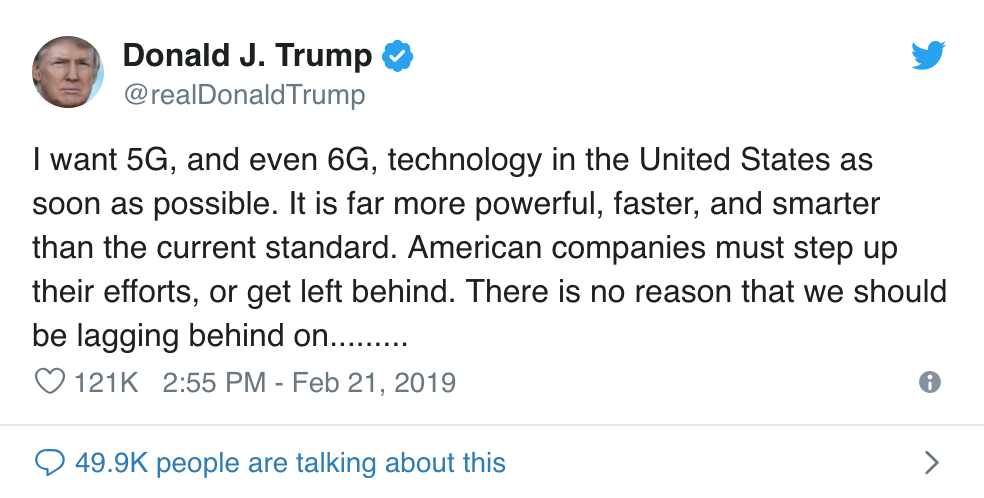 Tech-savvy Trump: 5G and 6G 'so obviously' the future